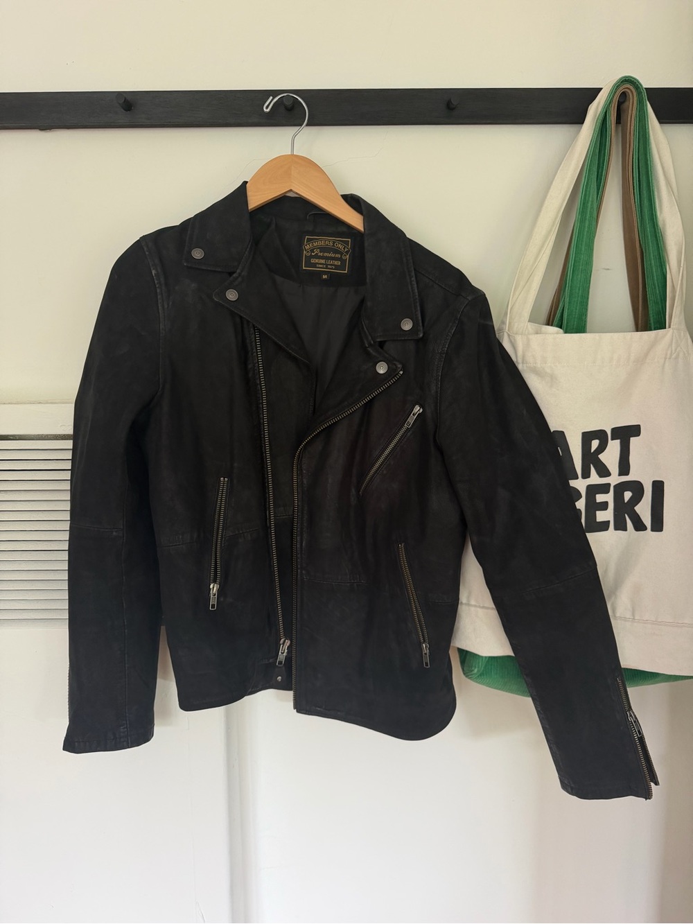 Members Only Black Leather Moto Jacket